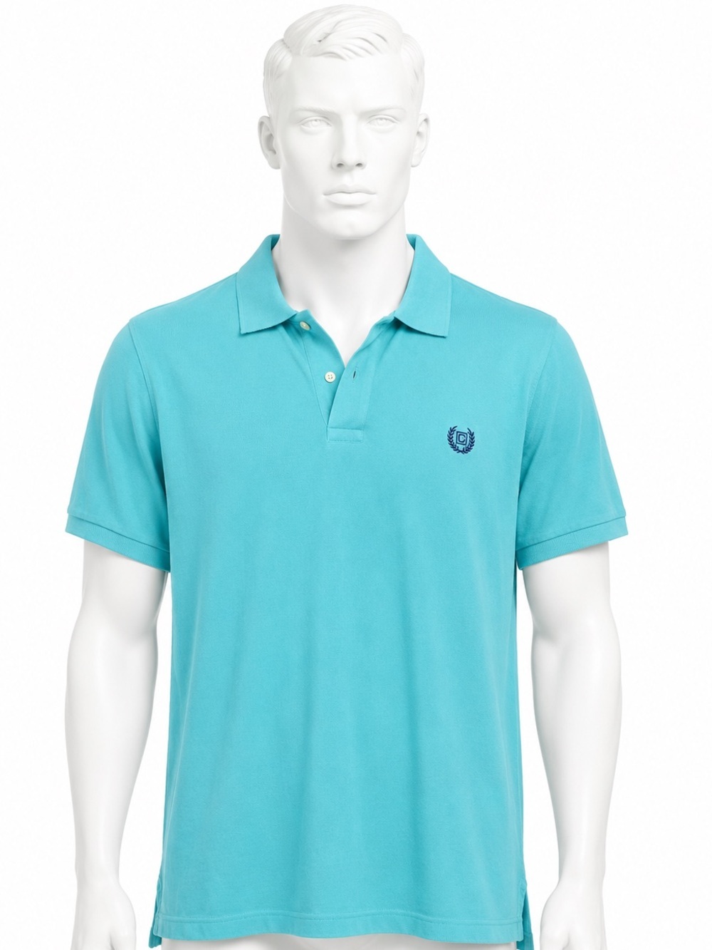 Chaps Aqua Blue Polo Shirt Men’s Size L Classic Short Sleeve Casual Golf Shirt